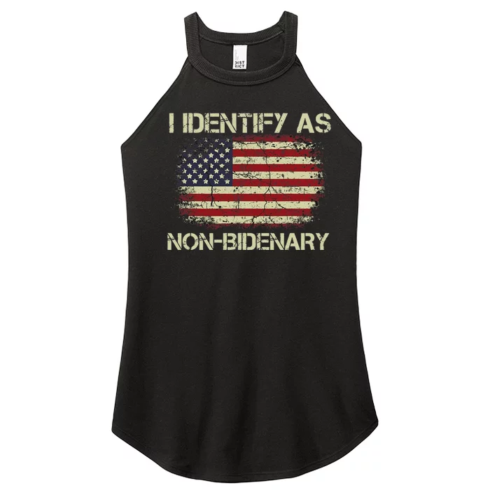 Funny Vintage Grunge American Flag I Identify As Non Bidenary Gift Women’s Perfect Tri Rocker Tank