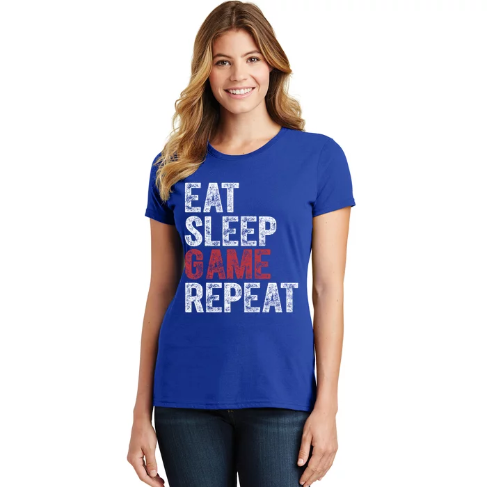 Funny Video Gamer Gift Eat Sleep Game Repeat Gift Women's T-Shirt