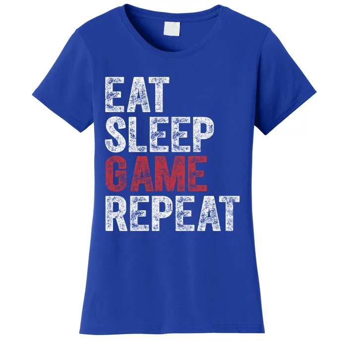 Funny Video Gamer Gift Eat Sleep Game Repeat Gift Women's T-Shirt