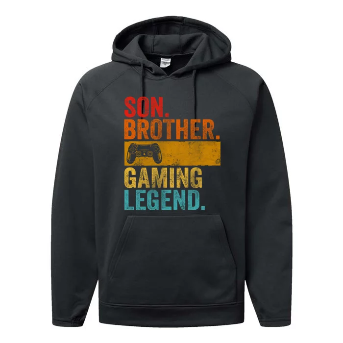 Funny Video Gamer Son Brother Gaming Legend Performance Fleece Hoodie