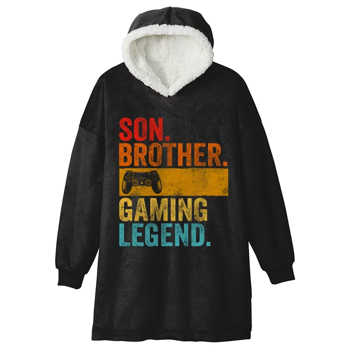 Funny Video Gamer Son Brother Gaming Legend Hooded Wearable Blanket