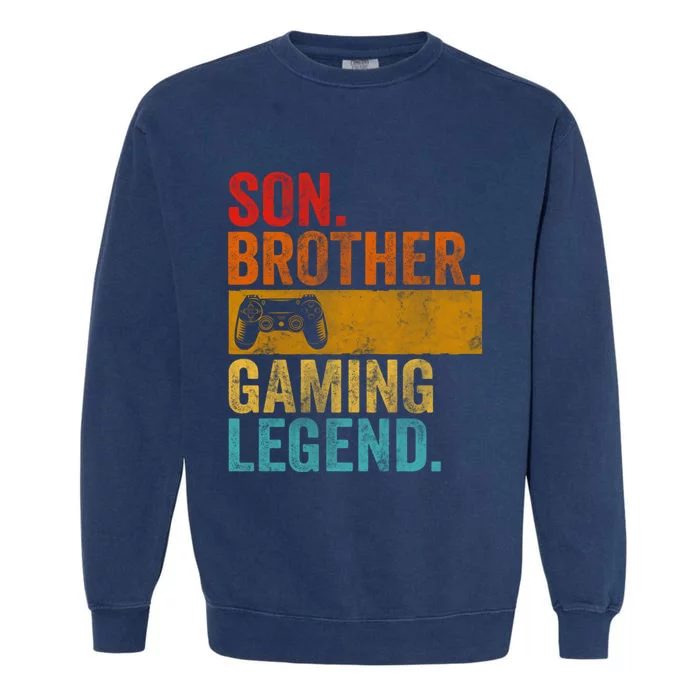 Funny Video Gamer Son Brother Gaming Legend Garment-Dyed Sweatshirt