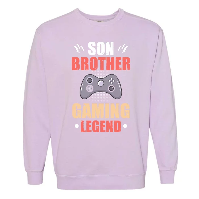 Funny Video Gamer Son Brother Gaming Legend Garment-Dyed Sweatshirt