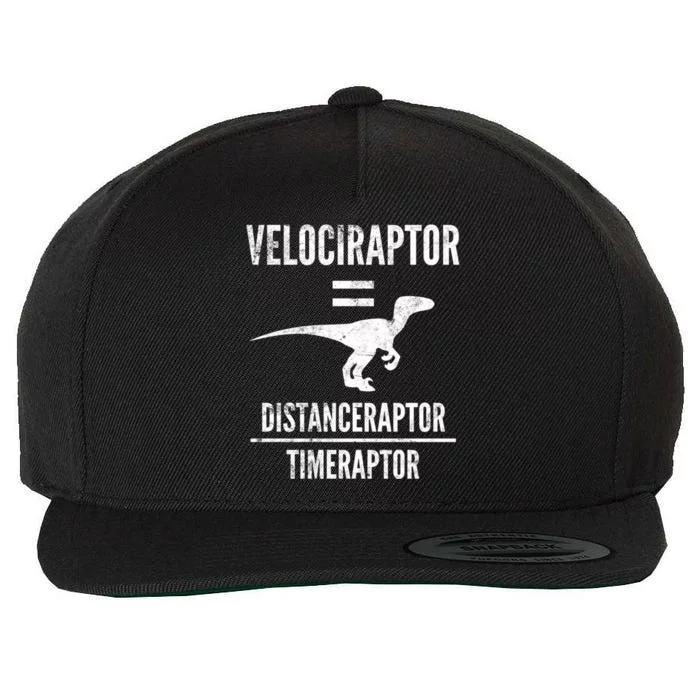 Funny Velociraptor Gift With Science Pun Dad Joke Physics Wool Snapback Cap