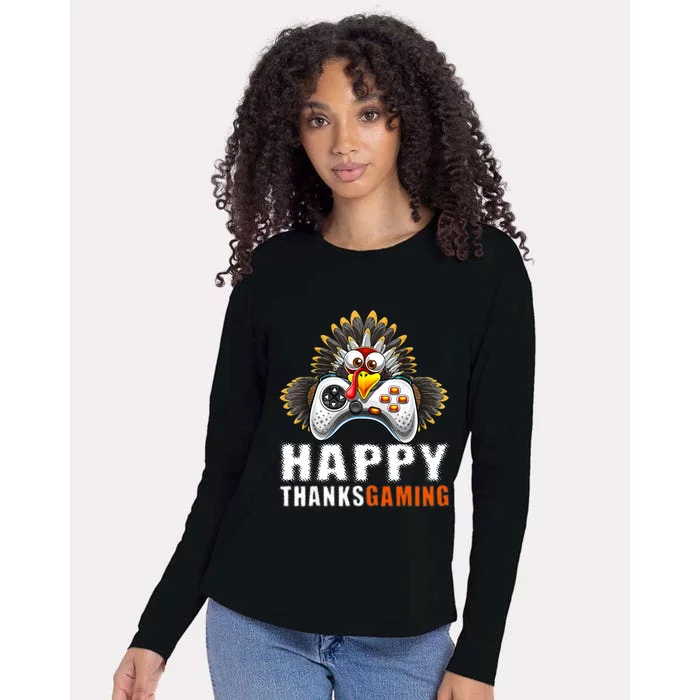 Funny Video Game Console Turkey Thanksgiving Gamers Gaming Womens Cotton Relaxed Long Sleeve T-Shirt