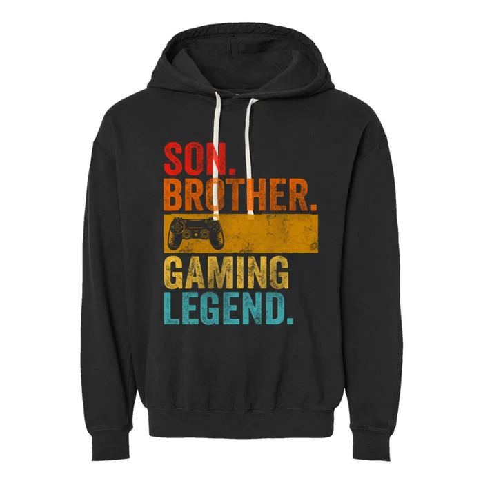 Funny Video Gamer Son Brother Gaming Legend Gift Garment-Dyed Fleece Hoodie