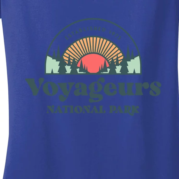 Family Vacation Gift Cute Gift Retro Voyageurs National Park Gift Women's V-Neck T-Shirt