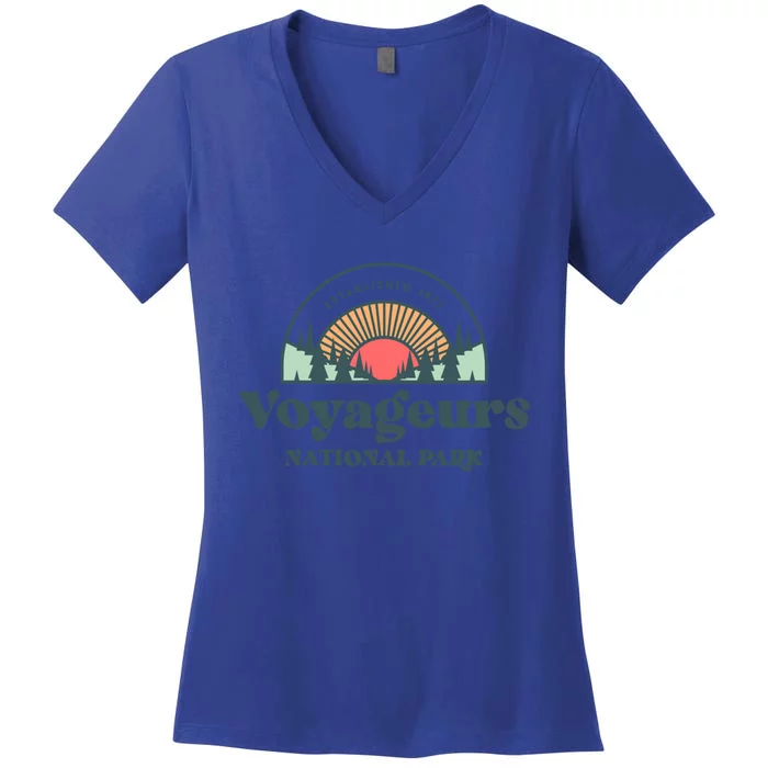 Family Vacation Gift Cute Gift Retro Voyageurs National Park Gift Women's V-Neck T-Shirt