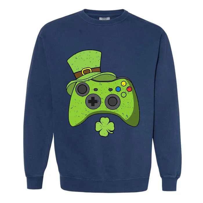 Funny Video Game Console St Patricks Day Gamers Garment-Dyed Sweatshirt