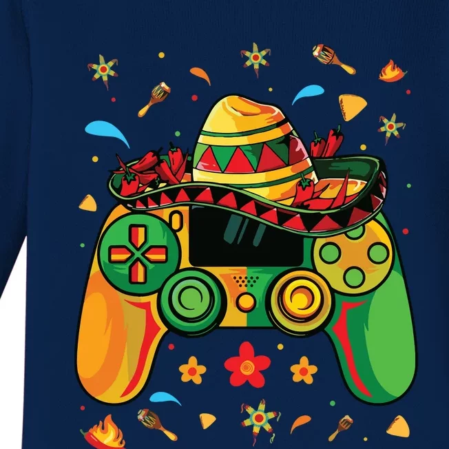 Funny Video Gamer Cinco De Mayo Let's Fiesta Party Baby Long Sleeve Bodysuit