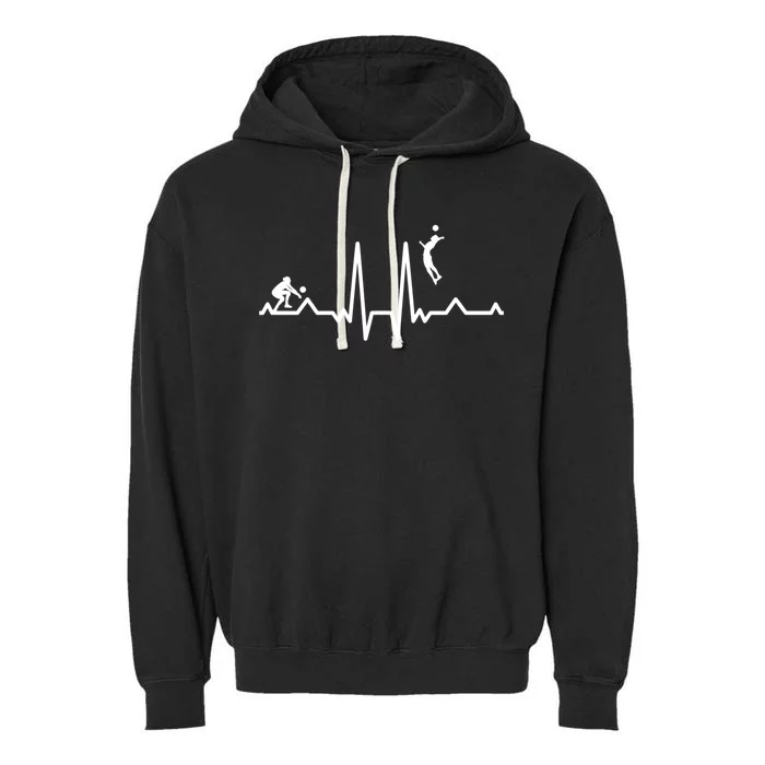 Funny Volleyball Heartbeat Volleyball Gift Garment-Dyed Fleece Hoodie