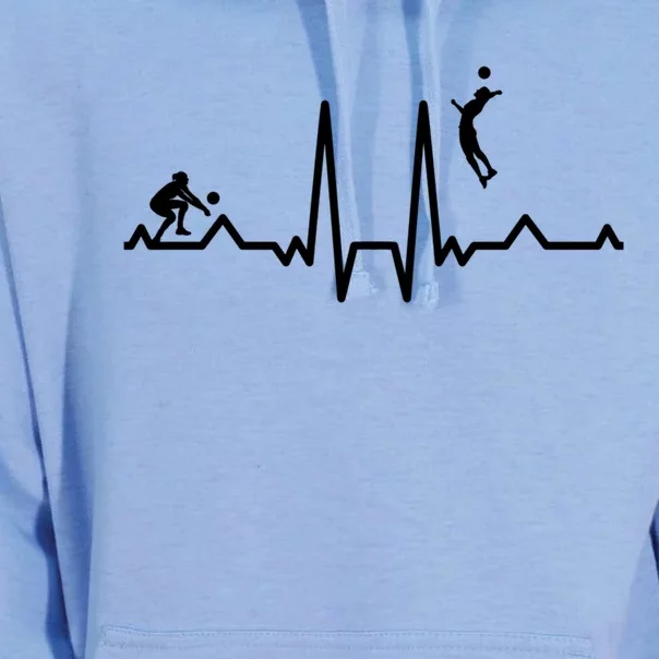 Funny Volleyball Heartbeat Volleyball Gift Unisex Surf Hoodie