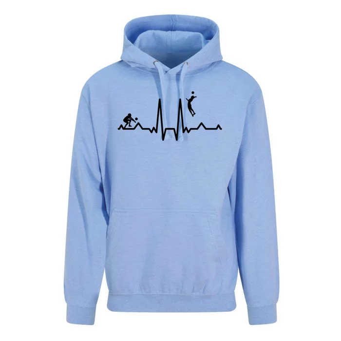 Funny Volleyball Heartbeat Volleyball Gift Unisex Surf Hoodie