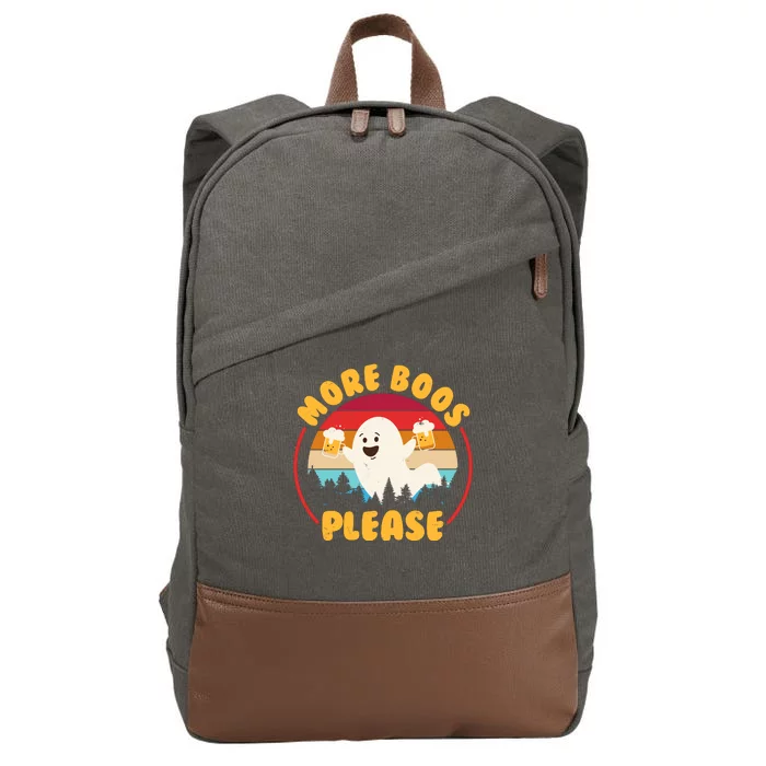 Funny Vintage Halloween More Boos Please Beer Lover Ghost Cotton Canvas Backpack