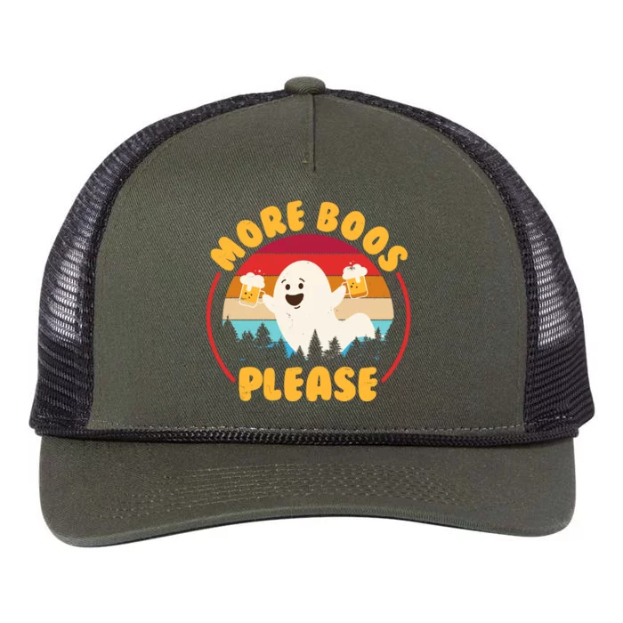 Funny Vintage Halloween More Boos Please Beer Lover Ghost Retro Rope Trucker Hat Cap