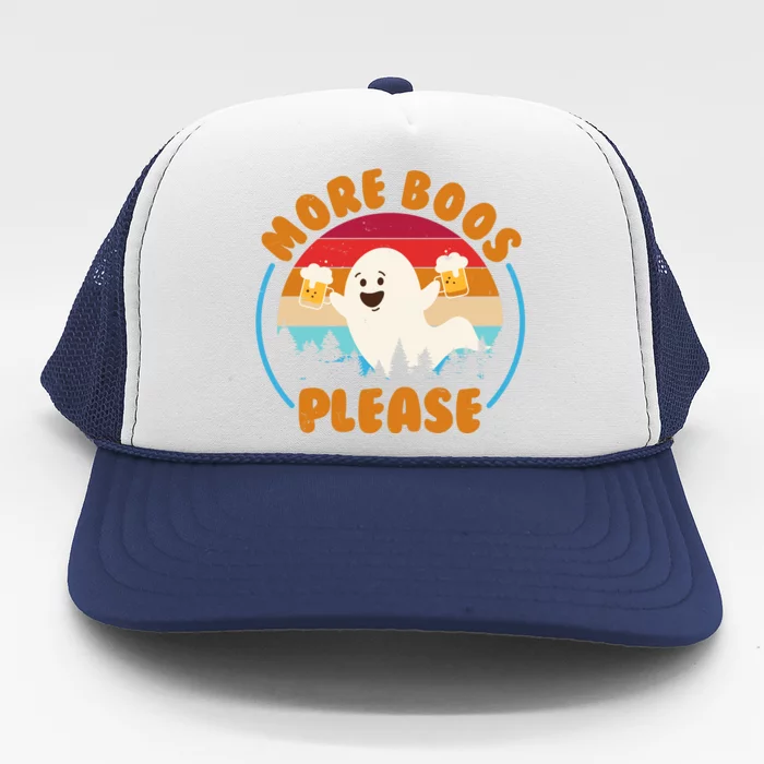 Funny Vintage Halloween More Boos Please Beer Lover Ghost Trucker Hat