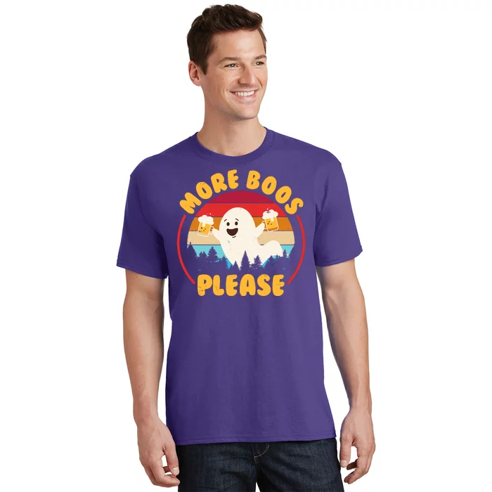 Funny Vintage Halloween More Boos Please Beer Lover Ghost T-Shirt