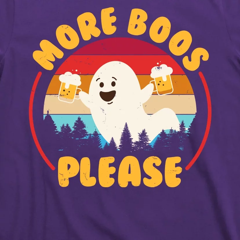 Funny Vintage Halloween More Boos Please Beer Lover Ghost T-Shirt