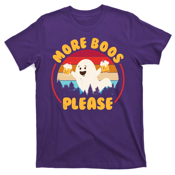 Funny Vintage Halloween More Boos Please Beer Lover Ghost T-Shirt