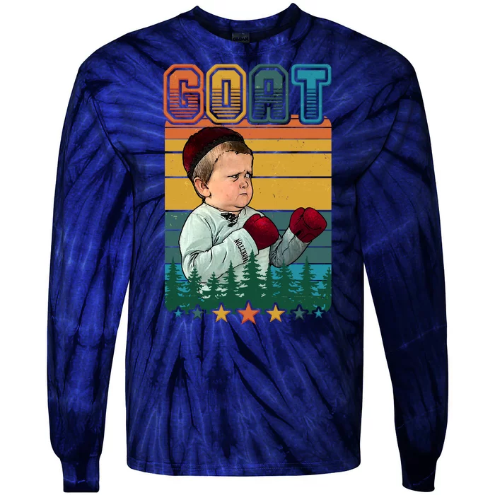 Funny Vintage GOAT Hasbulla Kid Boxer Tie-Dye Long Sleeve Shirt