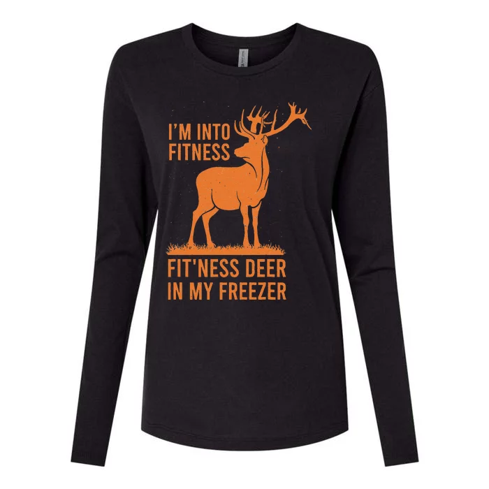 Funny Vintage Hunter Im Into Fitness Deer Hunting Season Womens Cotton Relaxed Long Sleeve T-Shirt