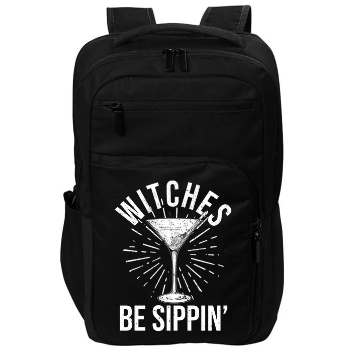 Funny Vintage Halloween Witches Be Sippin Martini Impact Tech Backpack