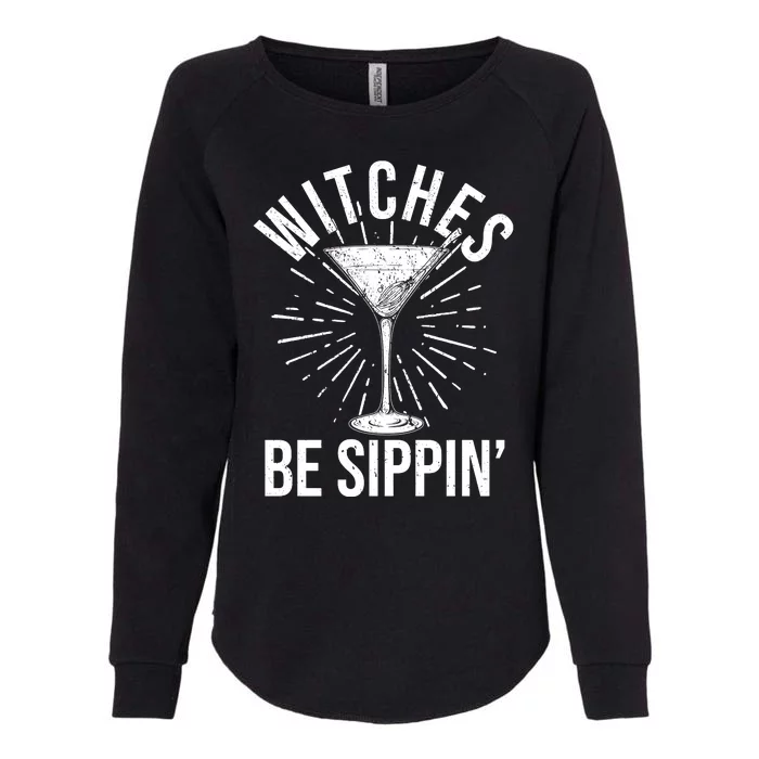 Funny Vintage Halloween Witches Be Sippin Martini Womens California Wash Sweatshirt