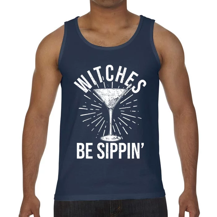 Funny Vintage Halloween Witches Be Sippin Martini Comfort Colors® Tank Top