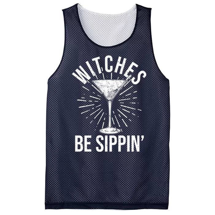 Funny Vintage Halloween Witches Be Sippin Martini Mesh Reversible Basketball Jersey Tank