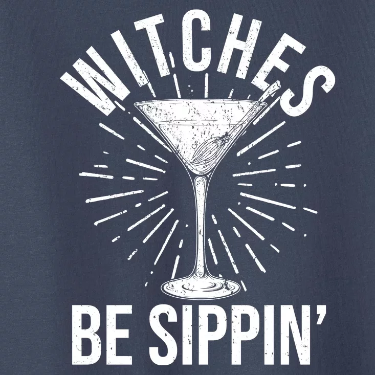 Funny Vintage Halloween Witches Be Sippin Martini Toddler T-Shirt