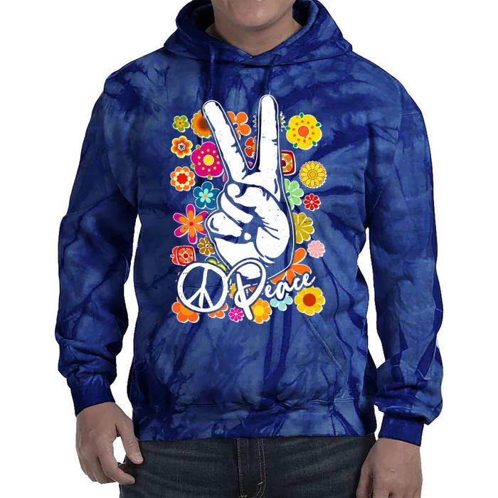 Funny Vintage Hippie Peace Symbols Tie Dye Hoodie