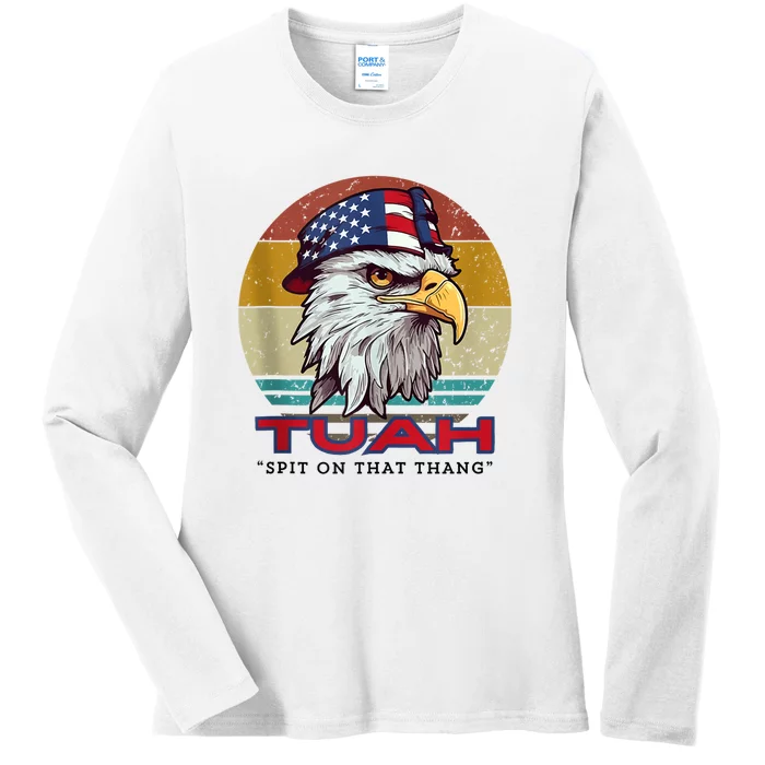 Funny Vintage Hawk Tuah Spit On That Thang Hawk Tua Gift Ladies Long Sleeve Shirt