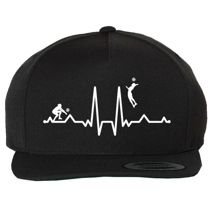 Funny Volleyball Heartbeat Gift For Lovers Wool Snapback Cap