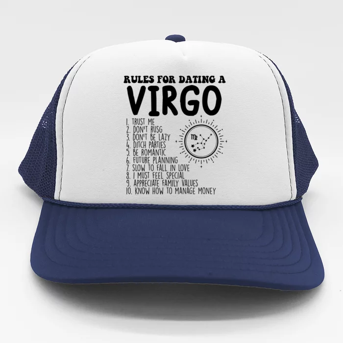 Funny Virgo Horoscope Rules For Dating A Virgo Zodiac Gift Trucker Hat