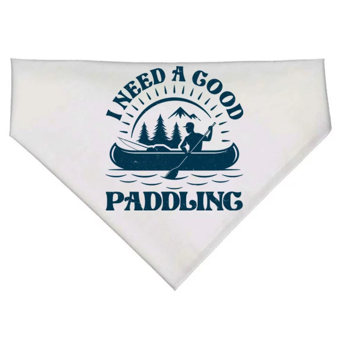 Funny Vintage I Need A Good Paddling Canoe Kayak Fan USA-Made Doggie Bandana