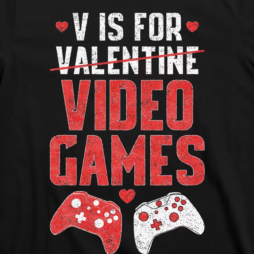 Funny V Is Video Games Valentines Day Couple T-Shirt