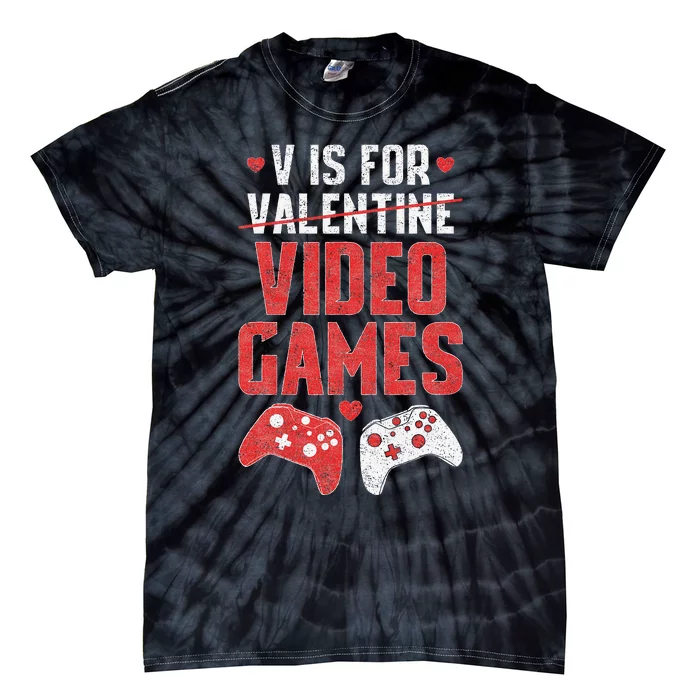 Funny V Is Video Games Valentines Day Couple Tie-Dye T-Shirt