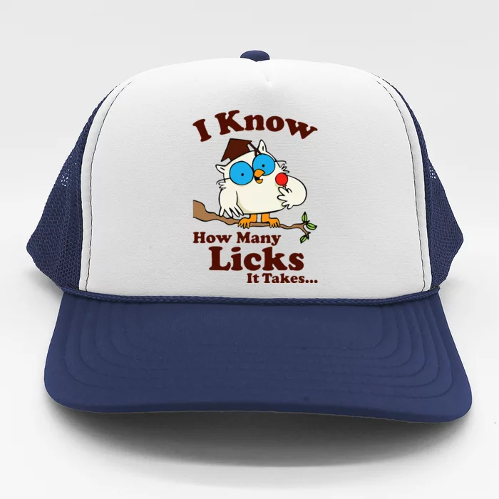 Funny Vintage I Know How Many Licks It Takes Trucker Hat