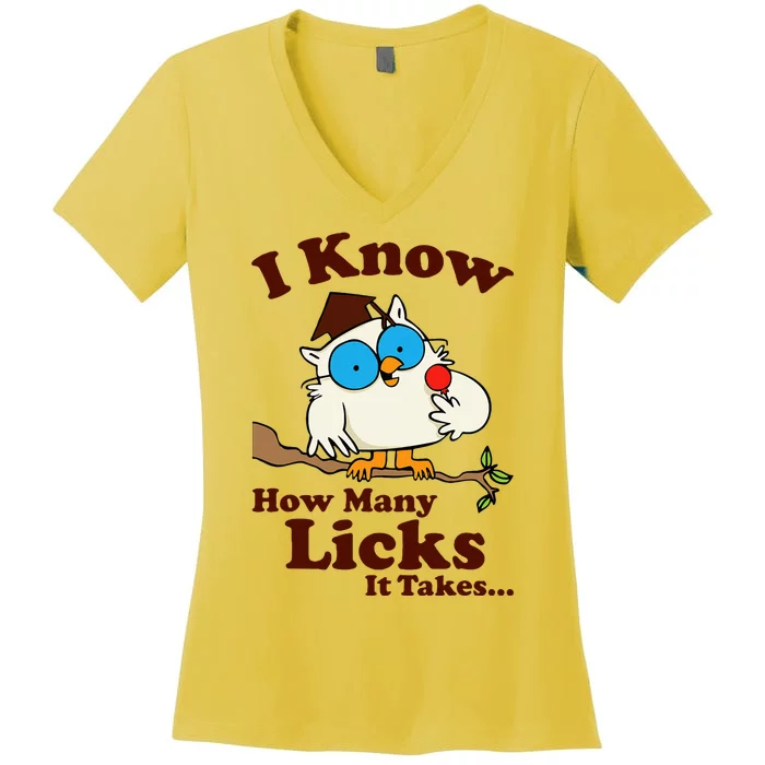 Funny Vintage I Know How Many Licks It Takes Women's V-Neck T-Shirt