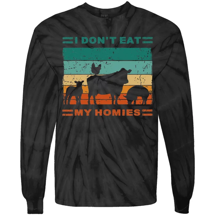 Funny Vegan I Dont Eat My Homies Vegetarian Vegan Vintage Tie-Dye Long Sleeve Shirt