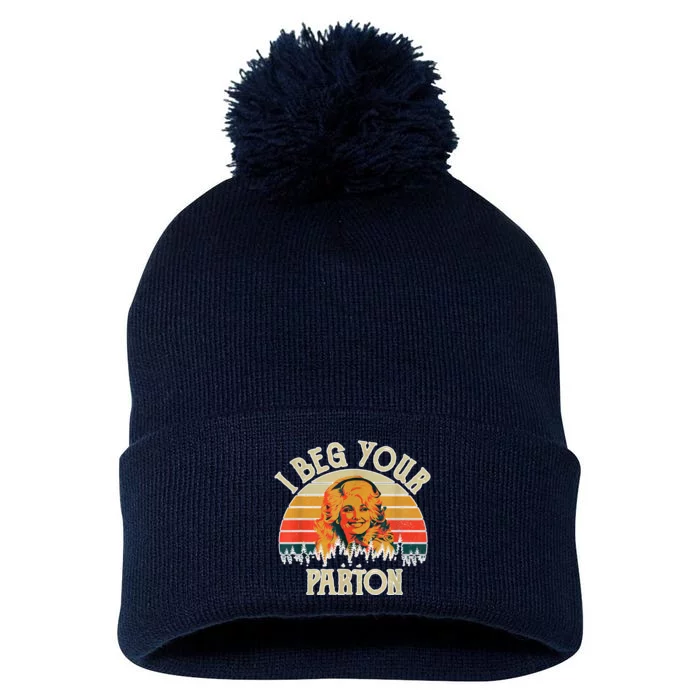 Funny Vintage I Beg Your Parton Funny Pom Pom 12in Knit Beanie