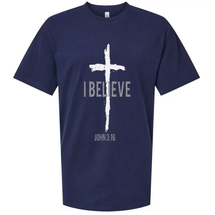 Funny Vintage I Believe John 3 16 Christian Sueded Cloud Jersey T-Shirt