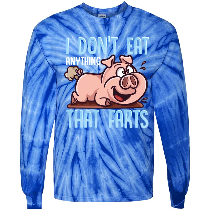 Funny Vegan I Dont Eat Anything That Farts Pig Vegetarian Gift Tie-Dye Long Sleeve Shirt