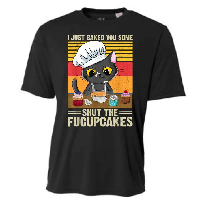 Funny Vintage I Just Baked You Some Shut The Fucupcakes Cat Cooling Performance Crew T-Shirt