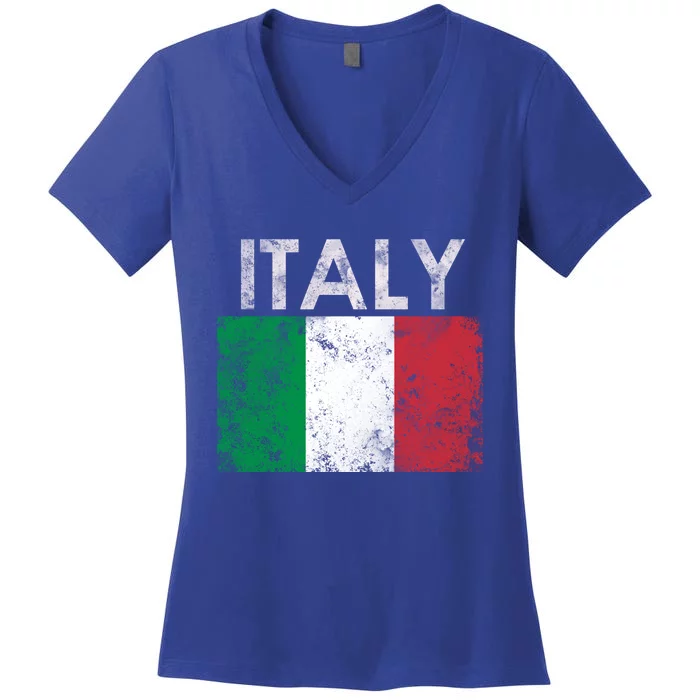 Funny Vintage Italian Italy Flag Pride Gift Women's V-Neck T-Shirt