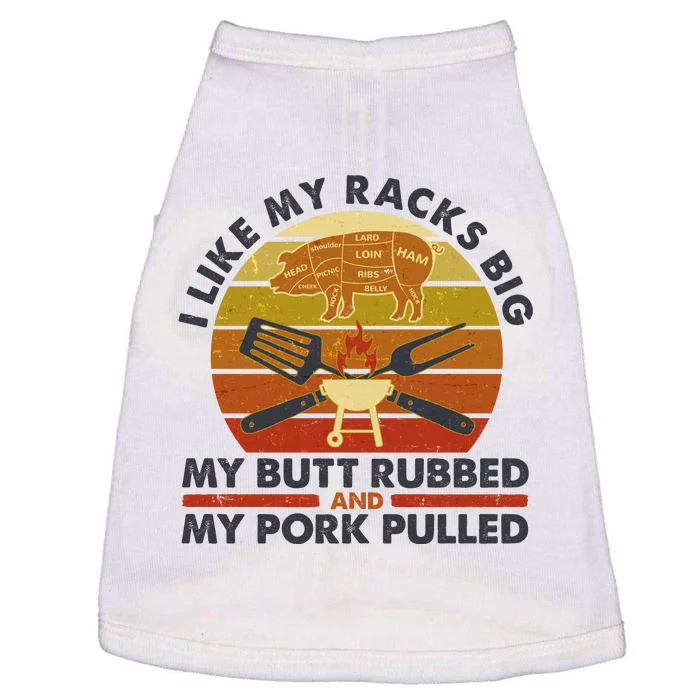 Funny Vintage I Like My Racks Big Butt Rubbed And Pork Pulled Meat Cut Lines Doggie Tank