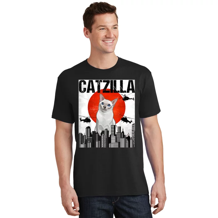 Funny Vintage Japanese Catzilla Onkinese Cat T-Shirt