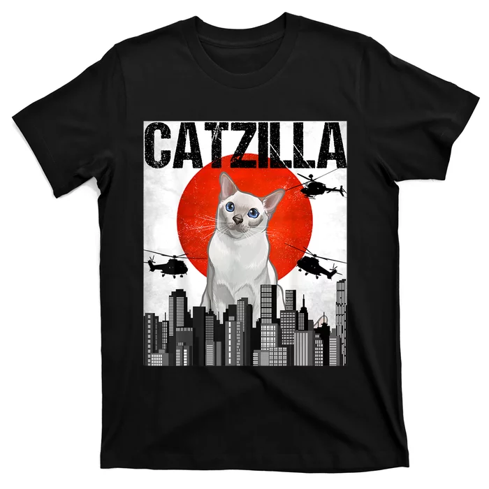 Funny Vintage Japanese Catzilla Onkinese Cat T-Shirt