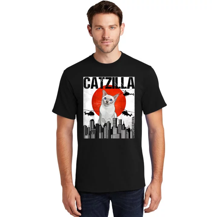 Funny Vintage Japanese Catzilla Onkinese Cat Tall T-Shirt