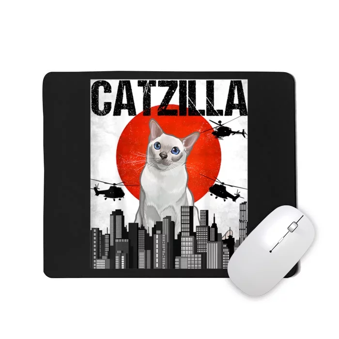 Funny Vintage Japanese Catzilla Onkinese Cat Mousepad